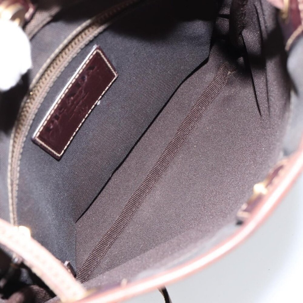 Authentic PRADA Shoulder Bag Canvas Dark Brown gold - Picture 2 of 16